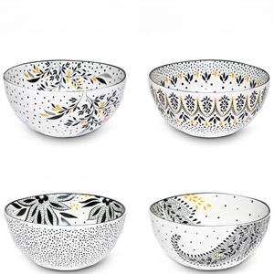 Sara Miller London Artisanne Noir Set of 4 Rice Bowls